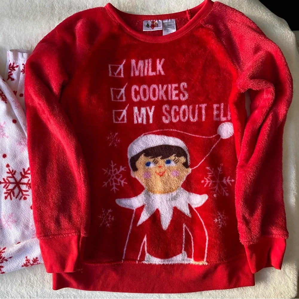 Elf on the shelf‎ Pajama Set Size Large Red Christmas Cozy